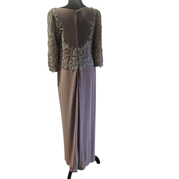 Jade Couture by Jasmine Lace Gown Gray 12 Formal Evening Dress Wedding Elegant - Picture 13 of 16